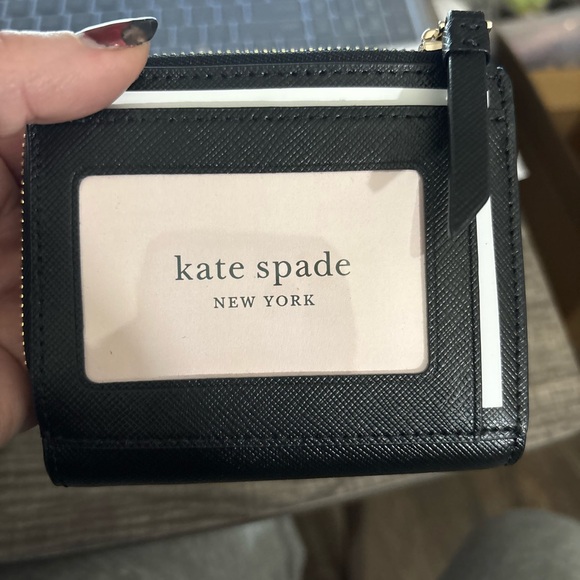 Kate Spade New York Black Saffiano Leather Compact Zip Around Wallet - Picture 2 of 8